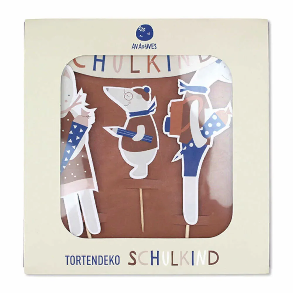 Ava & Yves Cake Topper Einschulung Hund/Katze