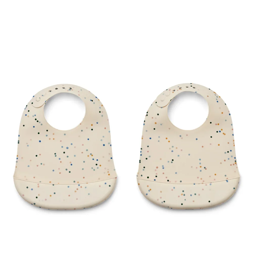 Liewood Silikon Lätzchen 2er pack - Tilda, Farbe: Splash dots / Sea shell
