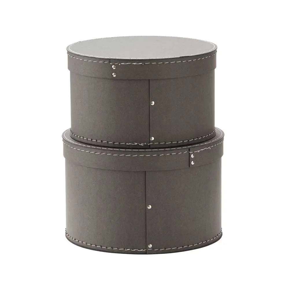 Kids Concept 2er Set runde Pappschachteln grau