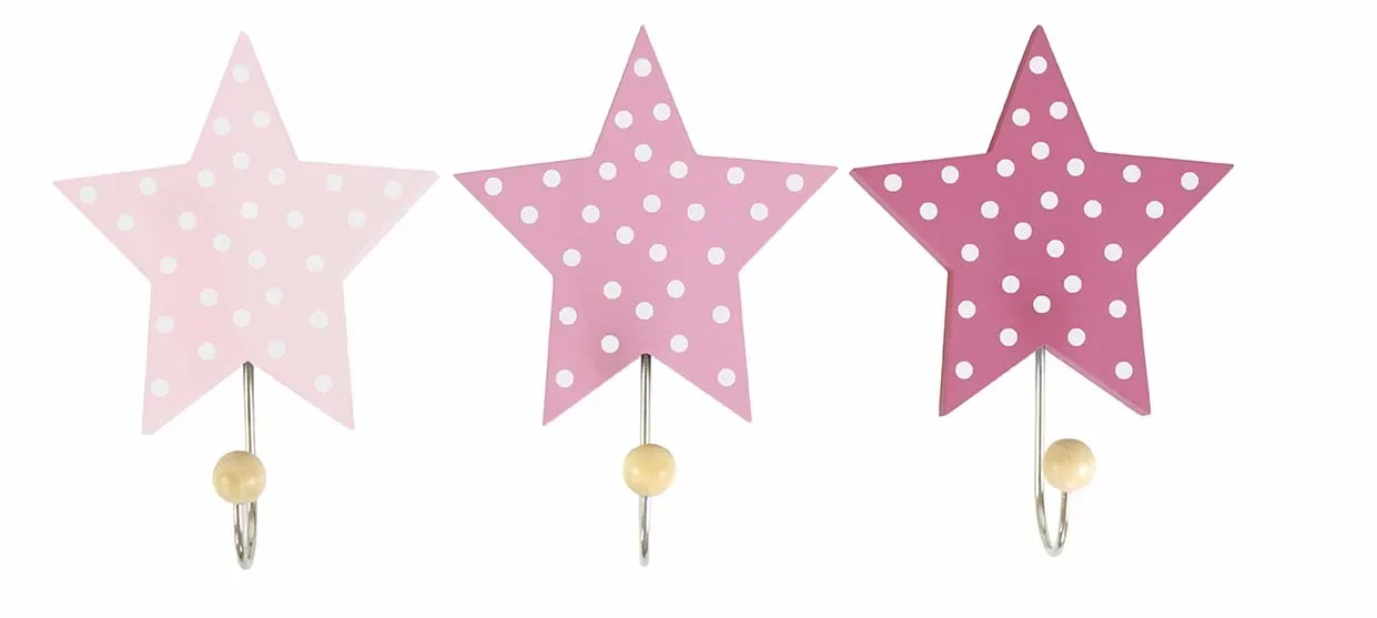 Jabadabado Wandhaken, Kleiderhaken - Sterne, Farbe: rosa