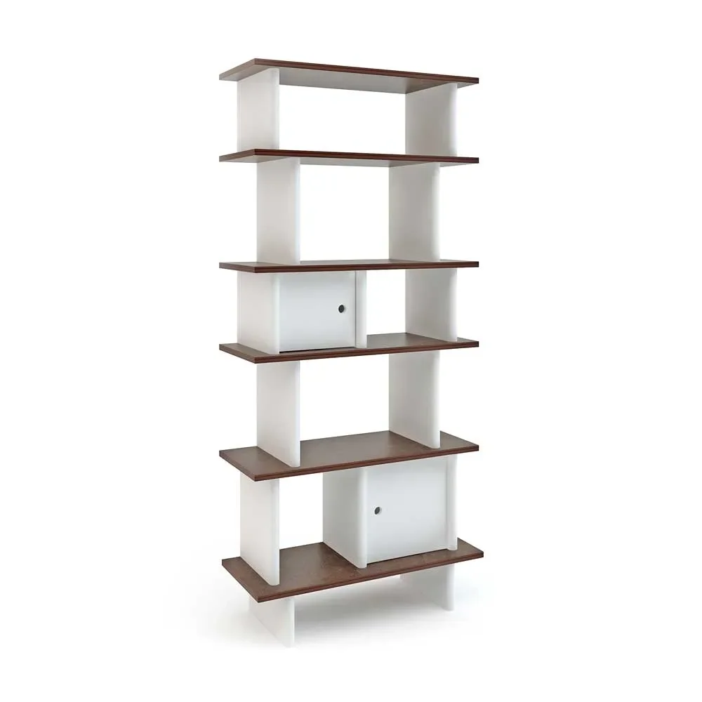 Oeuf Bücherregal Mini Library schmal Walnuss mit weiß