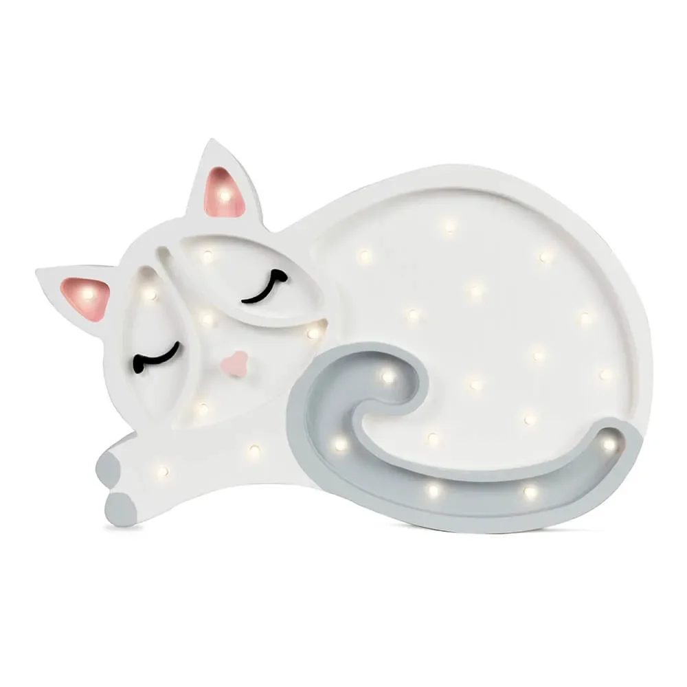 little lights Led Deko Kinderlampe Katze weiß