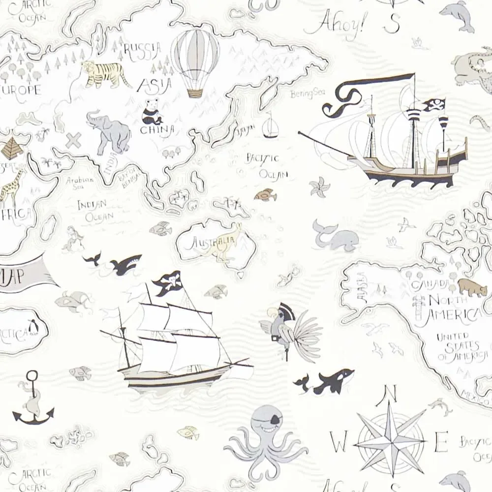 Little Sanderson Abracazoo Tapete Weltkarte sand