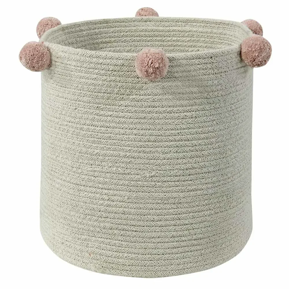 Lorena Canals Aufbewahrungskorb Bubbly natur Pom Poms rosa