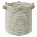 Lorena Canals Aufbewahrungskorb Bubbly natur Pom Poms rosa