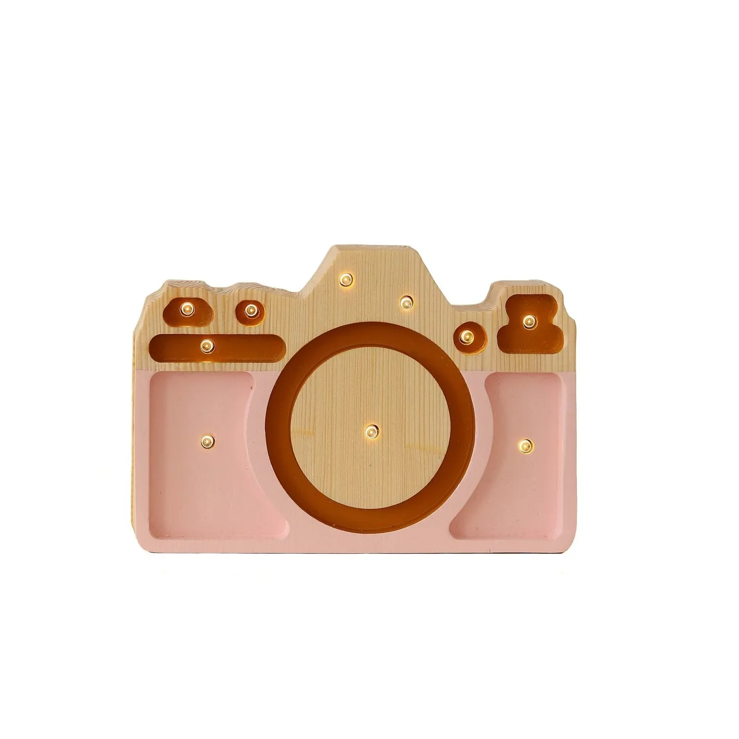 Little Lights Nachtlicht Kinder, Nachtlampe Minikamera - 100% Kiefernholz natur, Farbe: Pastellrosa