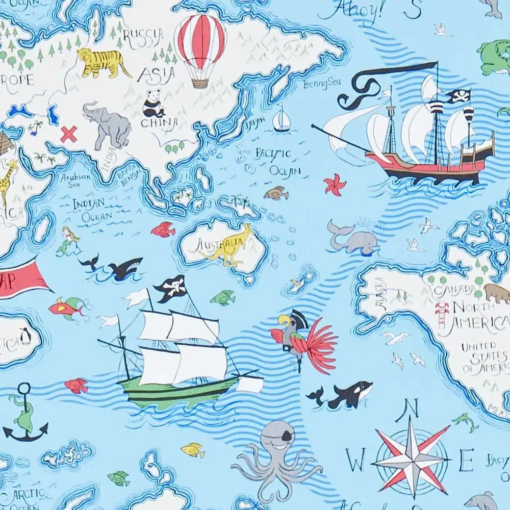 Little Sanderson Abracazoo Tapete Weltkarte blau