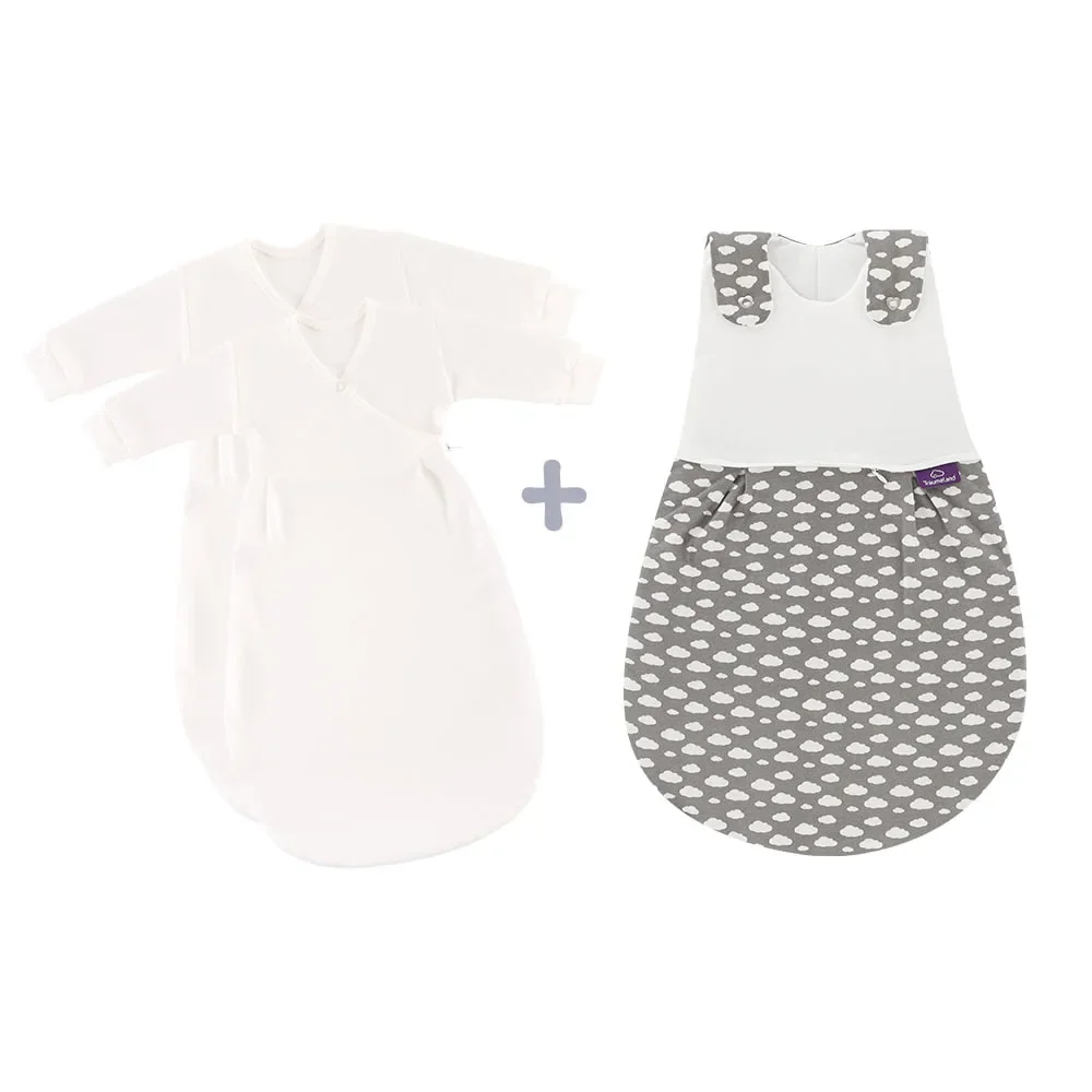 Träumeland Liebmich Baby Schlafsack, Schlummersack, Innenschlafsack Set - Wolke Grau 3tlg. Set, Grösse: 80/86