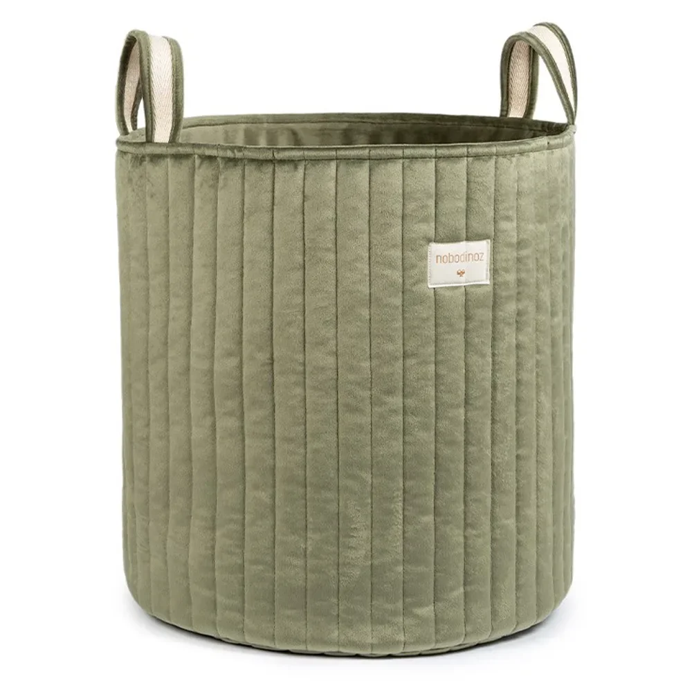 Nobodinoz Aufbewahrungskorb "Savanna" Samt olivgrün