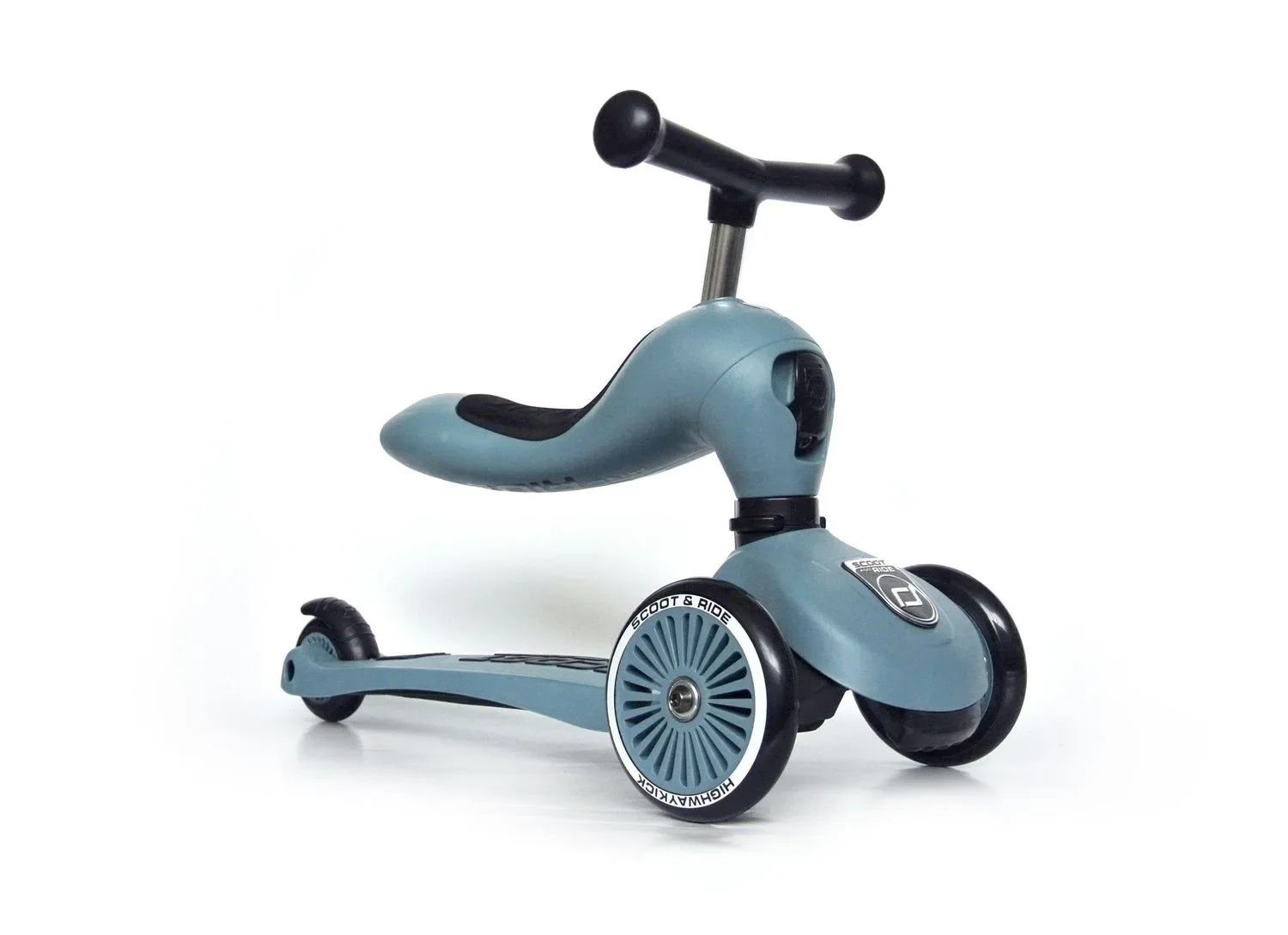  Scoot & Ride Highwaykick 1, 2in1 Roller, Kickboard, Scooter mit sitz, Farbe: Steel