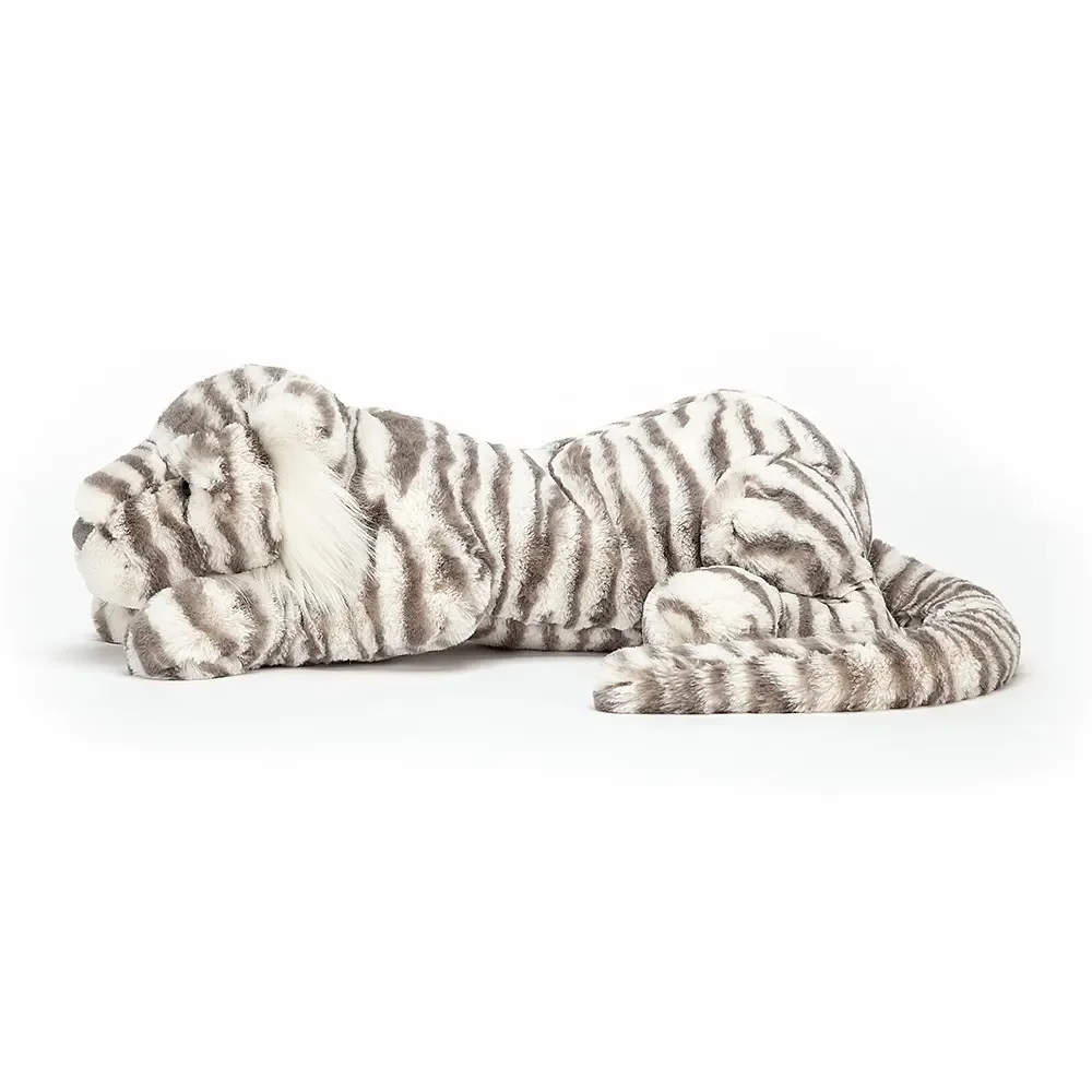 Jellycat Kuscheltier, Plüschtier, Stofftier - Sacha Snow Tiger, Größe: Wirklich groß - H23 X B74 CM