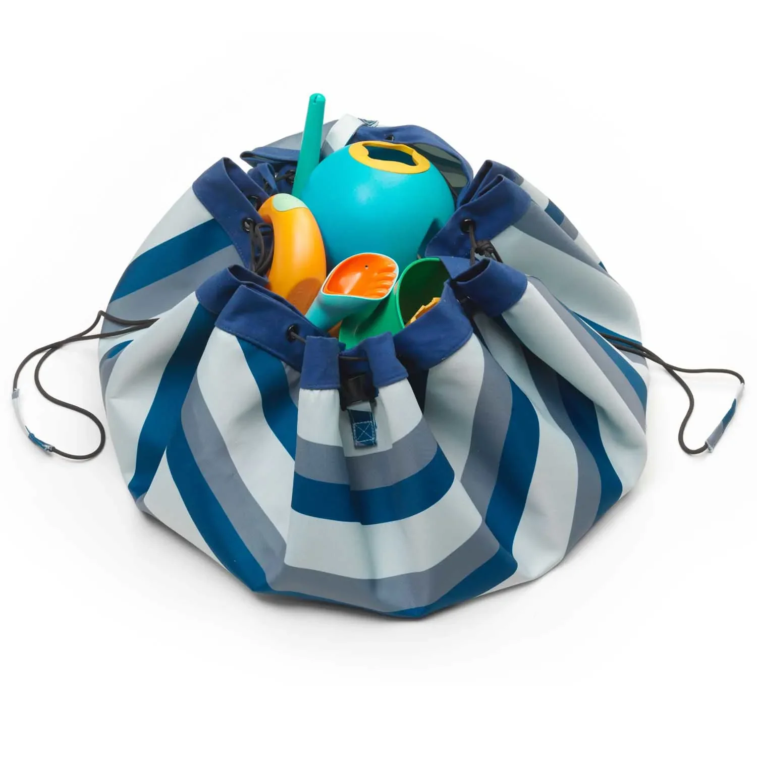Play&Go Spielzeugsack, Spielzeugkorb, Spielzeug aufbewahrungstasche - Draussen, Farbe: Blau/grüne Streifen