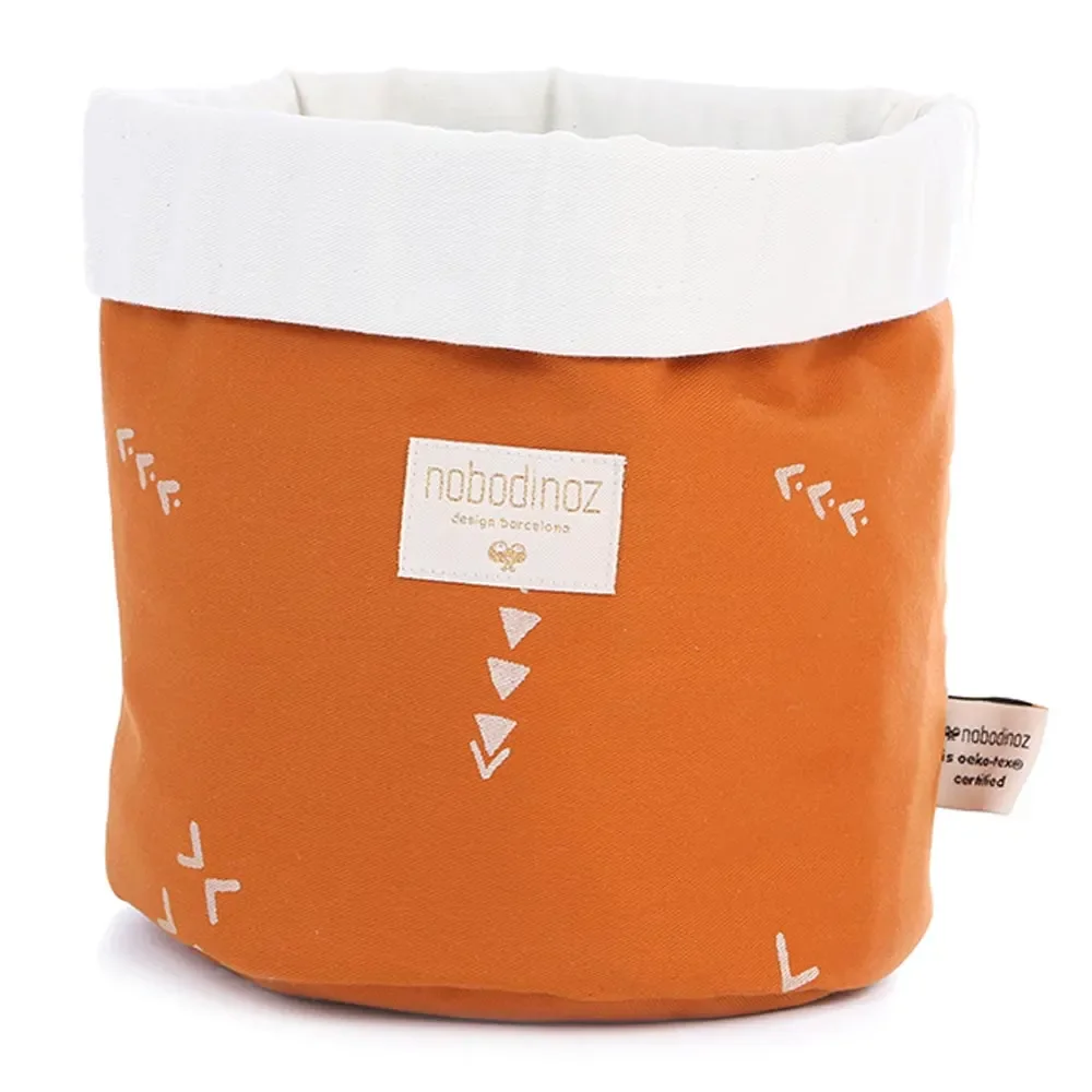 Nobodinoz Aufbewahrungskorb "Panda" goldene Zeichen orange, Größe: gross