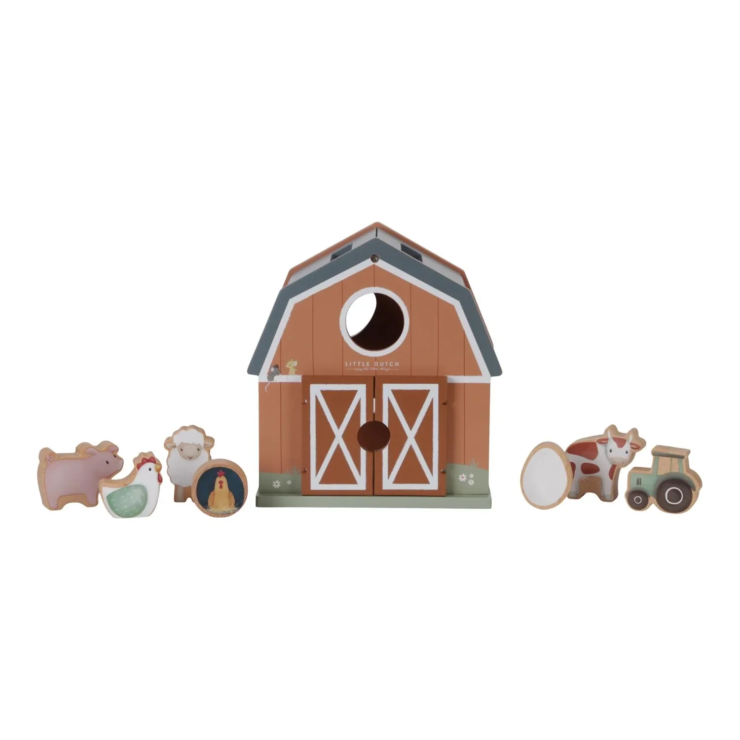 Little Dutch Formensortierspiel, Formen Steckspiel Little Farm - Lernspielzeug aus Holz für Kinder ab 18 Monaten