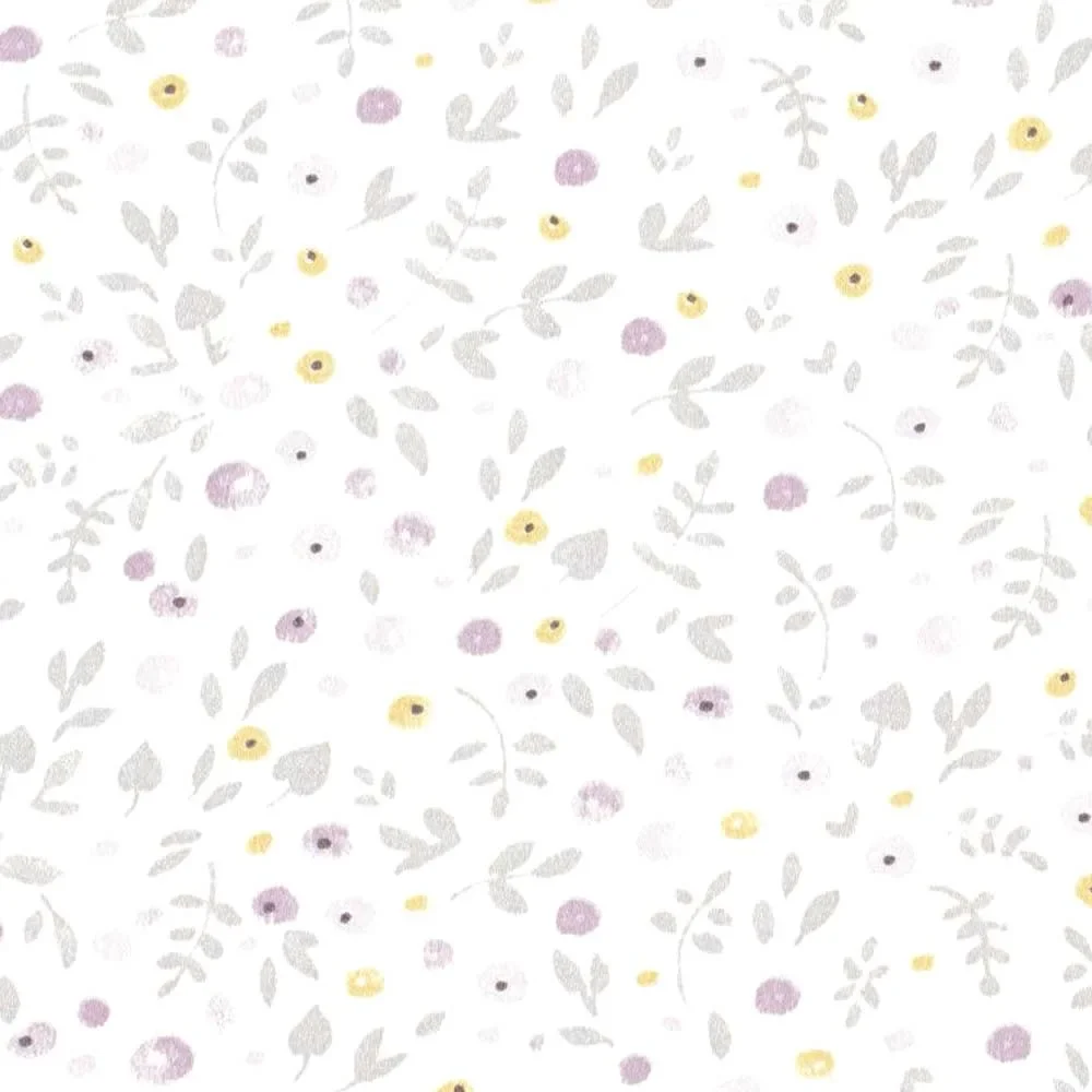 Casadeco My Little World Stoff Streublümchen grau lila lime