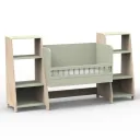 Mathy by Bols "Asymetry" Baby Beistellbett umbaubar zum Schreibtisch mit 2 Regalen