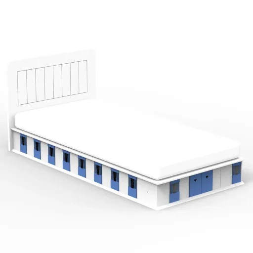 Mathy by Bols BOXES Kinderbett 2 Seiten Stall blau 90 x 190