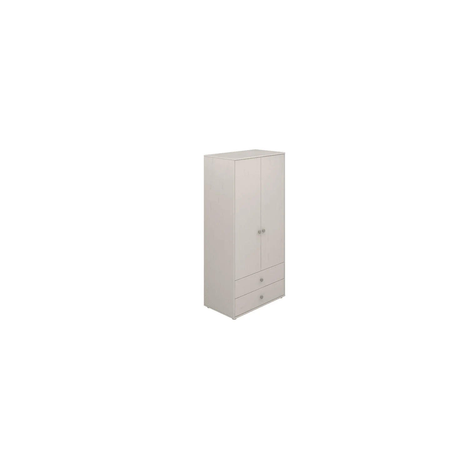 Flexa Kleiderschrank - Classic, mit 2 Türen und 2 Schubladen, 101,3x202,5 cm, Farbe: Grau gekalkt / Grau gekalkt / Naturgrün