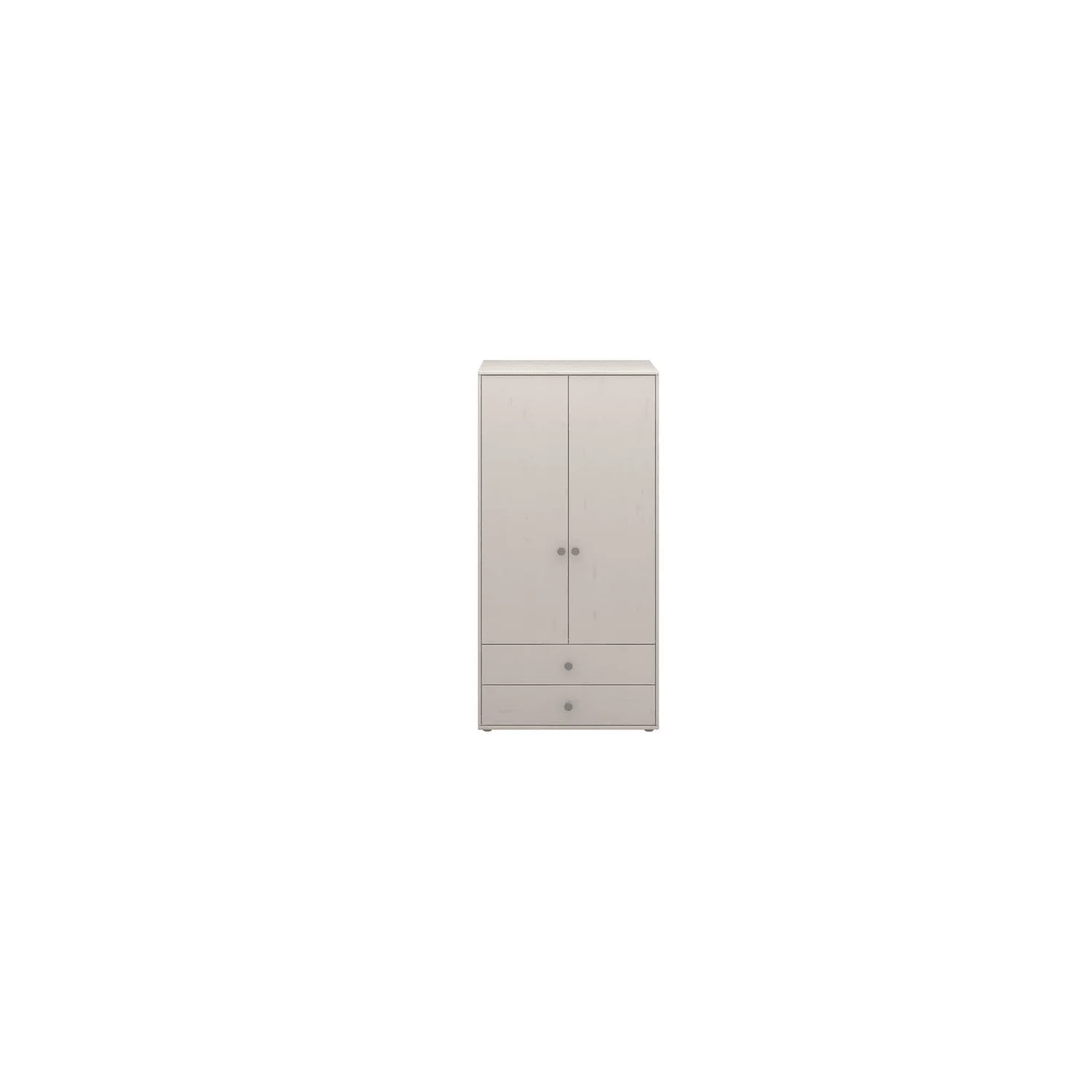 Flexa Kleiderschrank - Classic, mit 2 Türen und 2 Schubladen, 101,3x202,5 cm, Farbe: Grau gekalkt / Grau gekalkt / Türkis