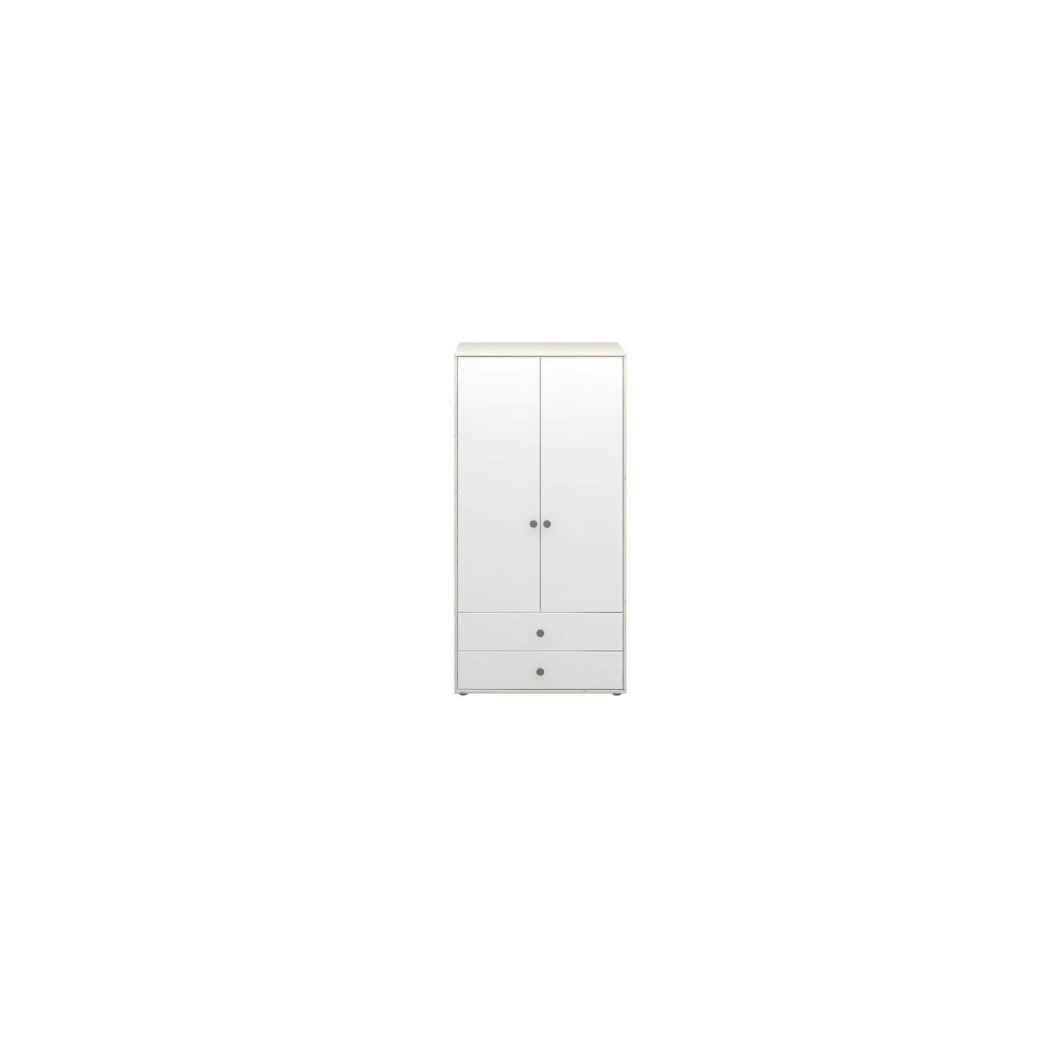 Flexa Kleiderschrank - Classic, mit 2 Türen und 2 Schubladen, 101,3x202,5 cm, Farbe: Weiß gekalkt / Weiß / Türkis