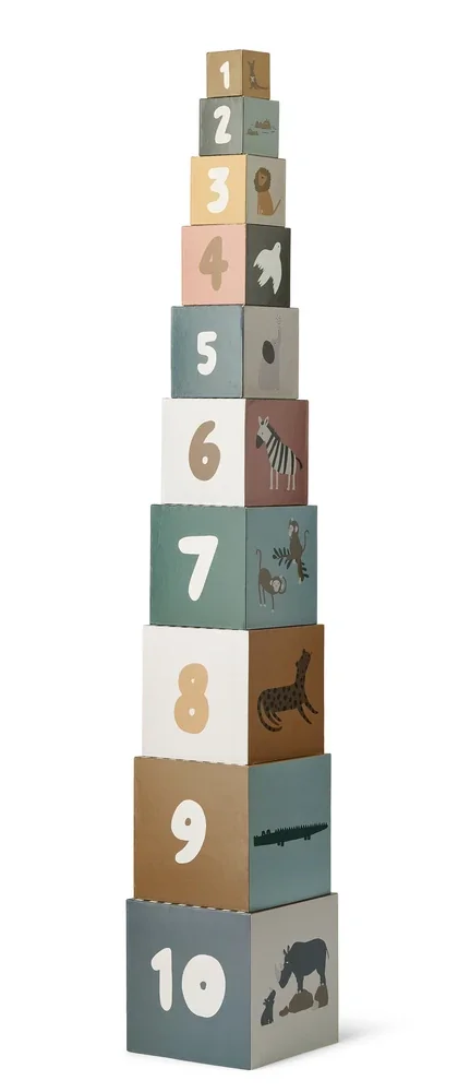 Liewood Bedruckte Bauklötze, Bausteine aus Karton - Aaren, Lernspielzeug für Kleinkinder ab 18 Monaten, Farbe: All Together Sandy