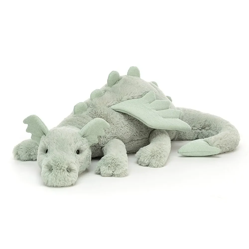 Jellycat Kuscheltier, Plüschtier, Stofftier - Sage Dragon, Größe: Riesig - H19 X B66 CM