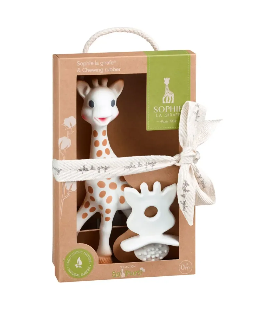 Sophie la girafe Beißring, Ringrassel - So'Pure, mit 1 Zahnungshilfe, Naturkautschuk