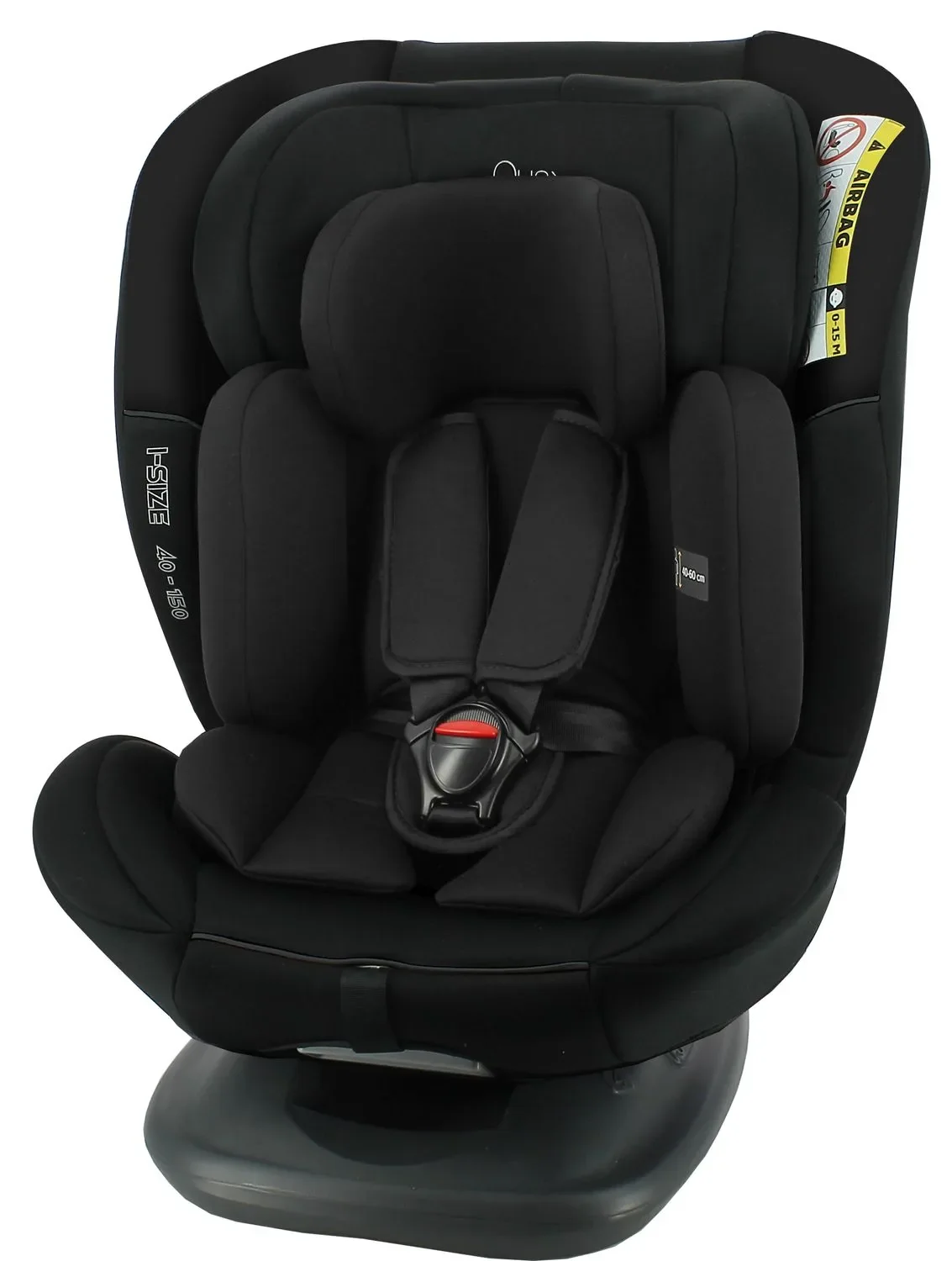 Quax Autositz R129 - 40 x 150 cm | i-Size Kindersitz mit Seitenaufprallschutz | Waschbarer Bezug & einfache Installation - SCHWARZ