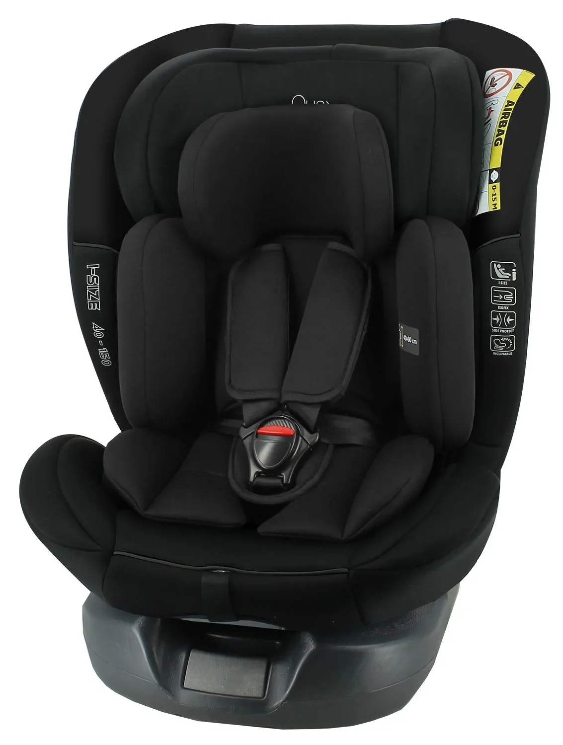 Quax Autositz R129 EASYDRIVER 360° | Drehbarer i-Size Kindersitz 40-150 cm | ISOFIX & Mehrfach Verstellbar, Schwarz