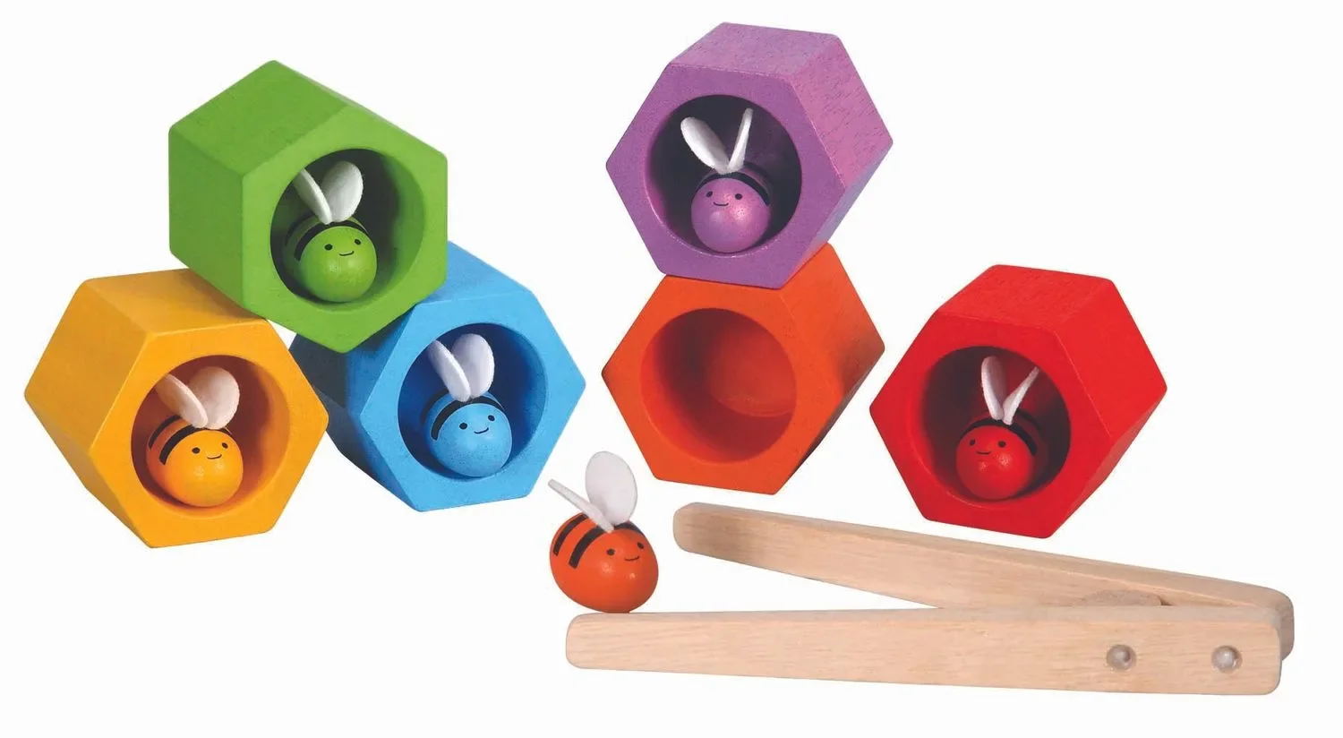 Plan Toys - Geschicklichkeitsspiel Bienenwaben, Gummibaumholz