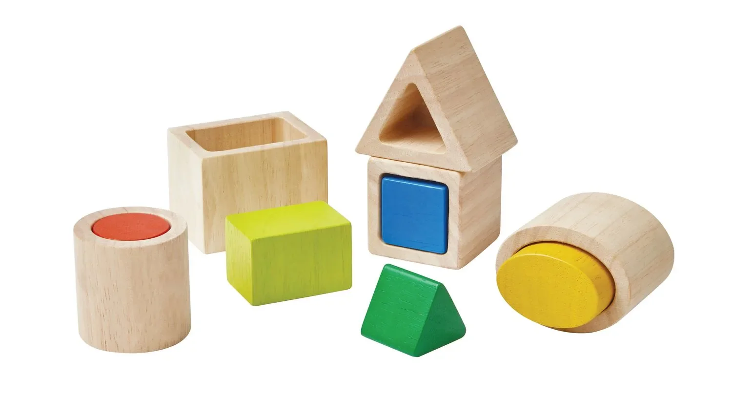 Plan Toys - Stapelspielzeug - Formenboxen, Gummibaumholz