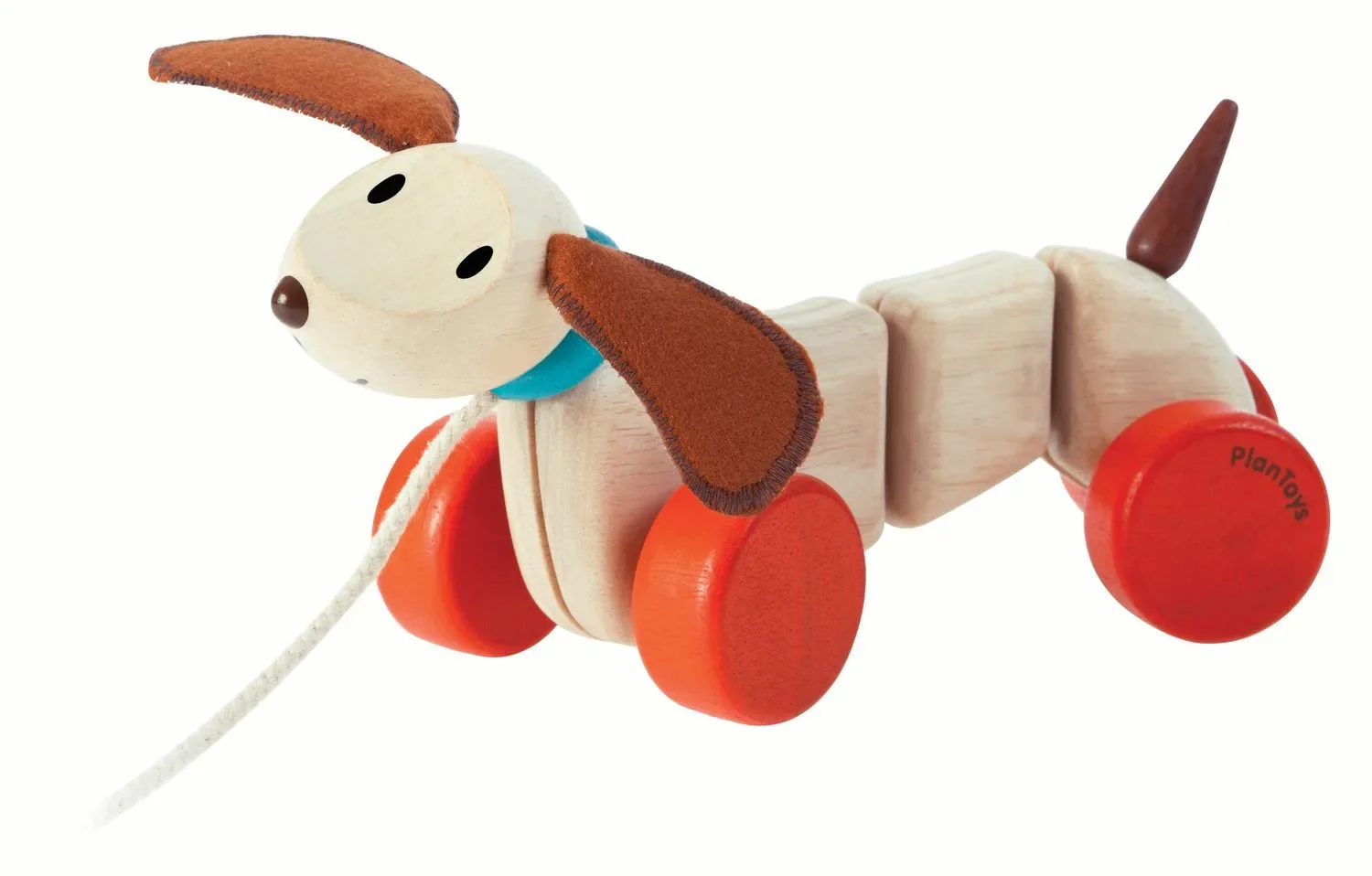 Plan Toys - Nachziehtier - Happy Puppy, Gummibaumholz