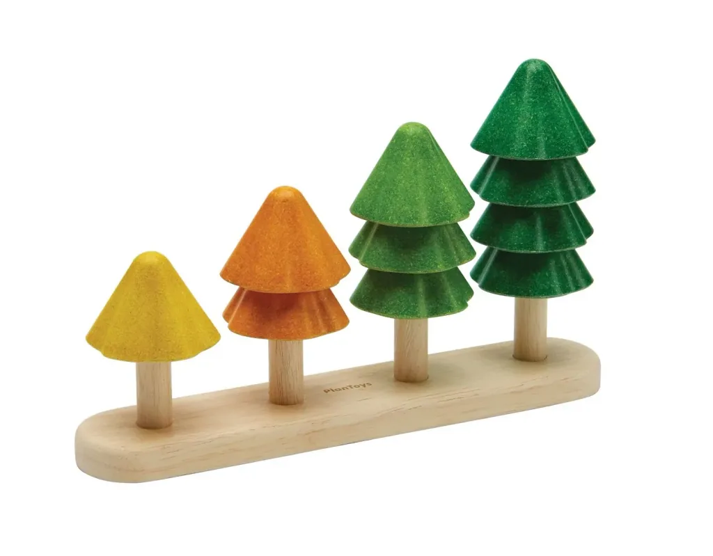 Plan Toys - Sortierspielzeug - Sortieren und Zählen Bäume, Gummibaumholz