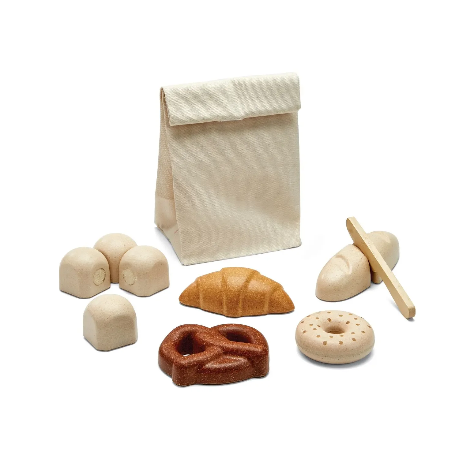 Plan Toys - Brot Set - Kinderküche Zubehör, Gummibaumholz