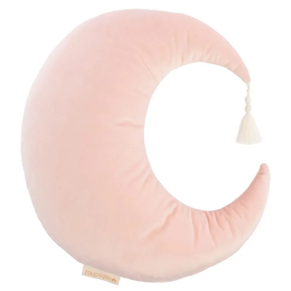 Nobodinoz Kissen Mond "Pierrot" Samt rosa