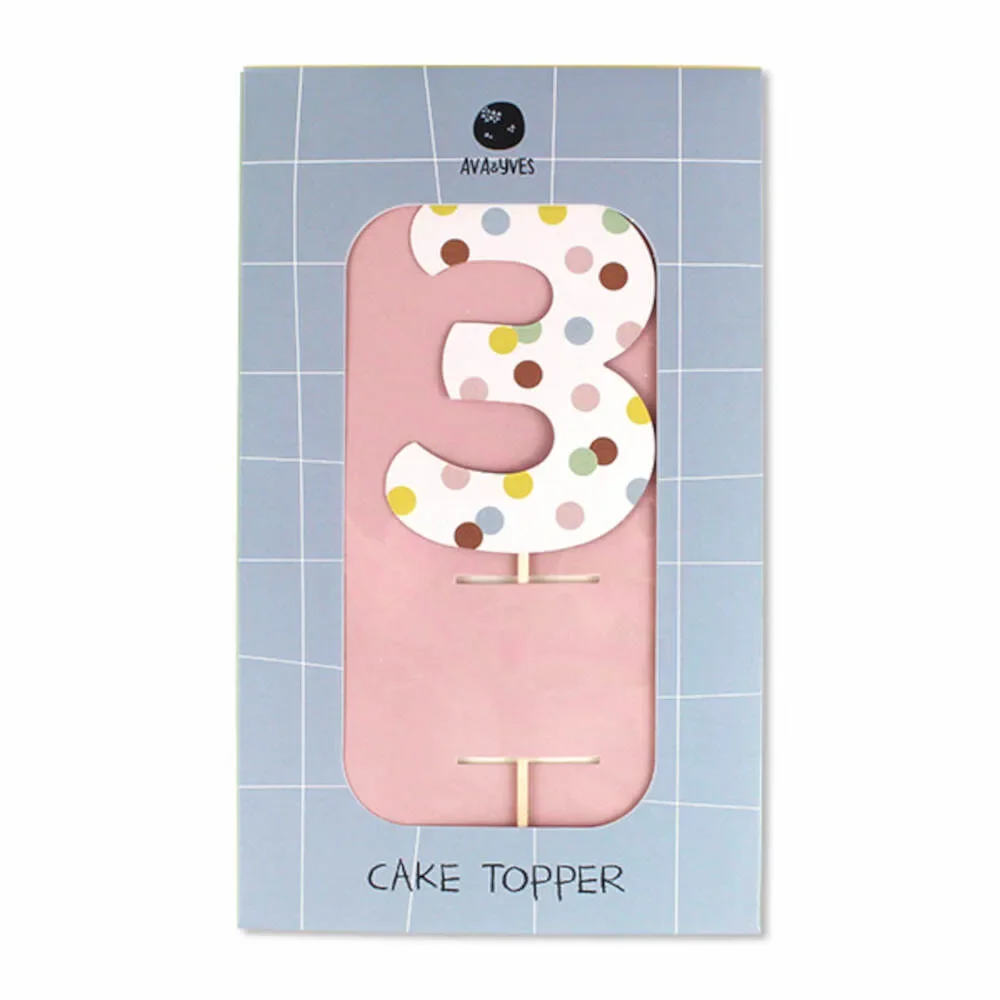 Ava & Yves Cake Topper Zahl "3"