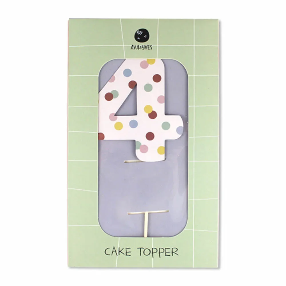Ava & Yves Cake Topper Zahl "4"
