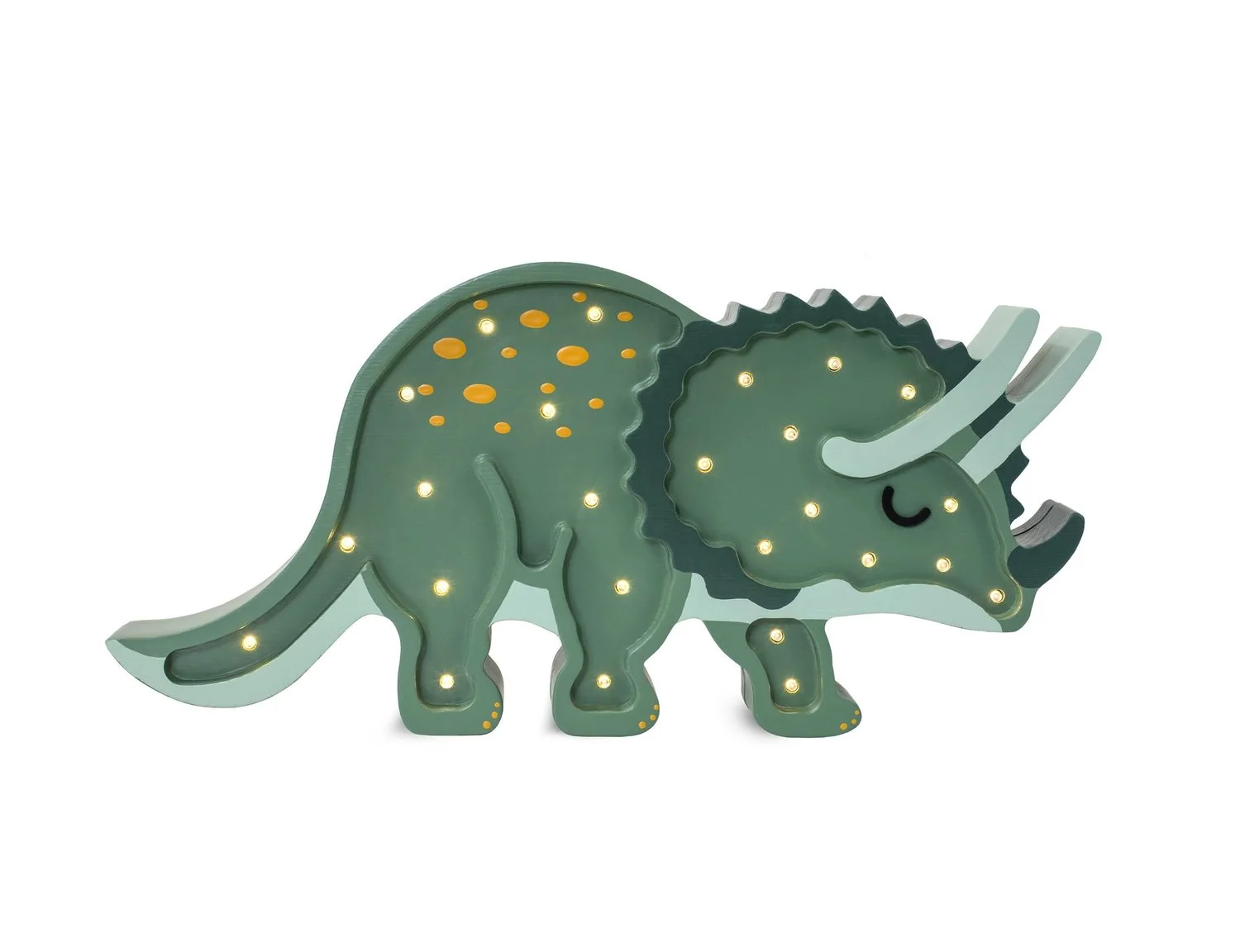 Little Lights Nachtlicht Kinder, Nachtlampe Triceratops-Dinosaurier - 100% Kiefernholz natur