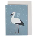 Ava & Yves Glückwunsch Karte zur Geburt Storch blau
