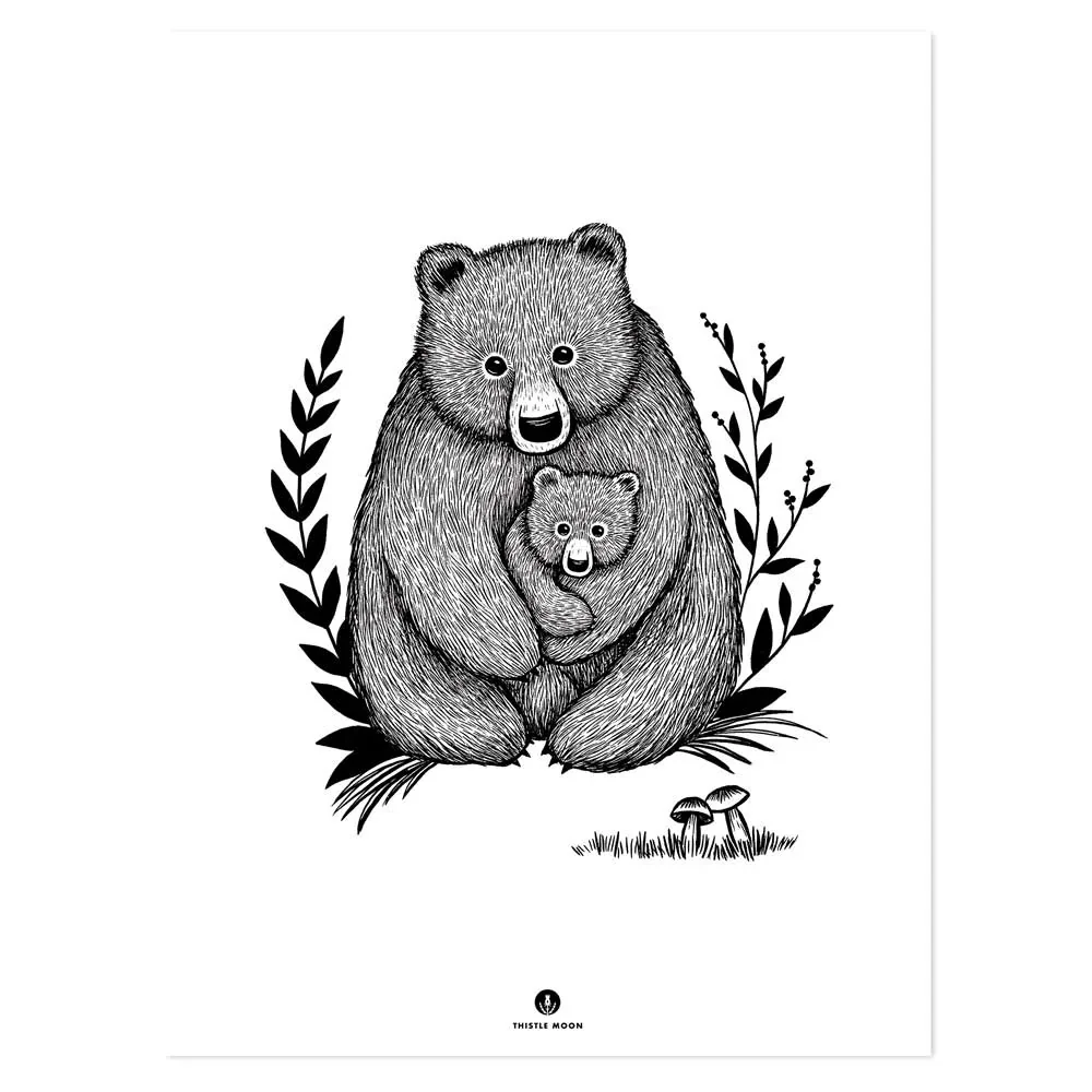 Lilipinso Poster Bärenliebe schwarz weiss