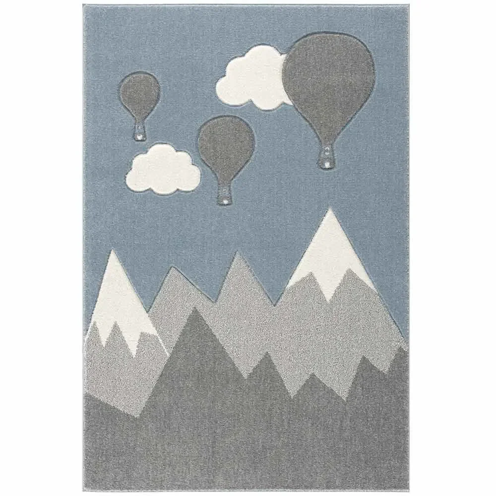 Scandic Living Kinderteppich Berge & Ballon silbergrau