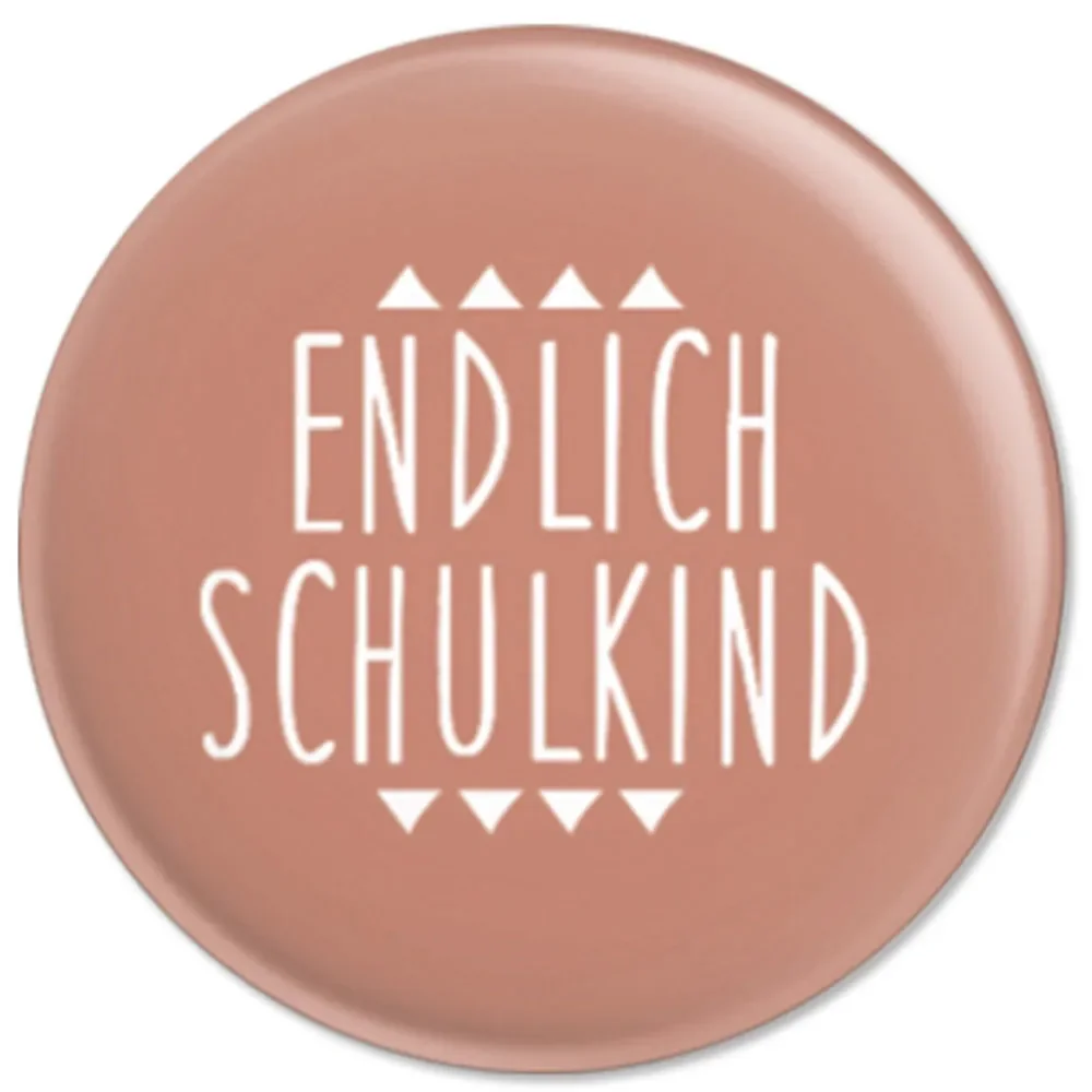Ava & Yves Kinder Button / Anstecker endlich Schulkind rosa