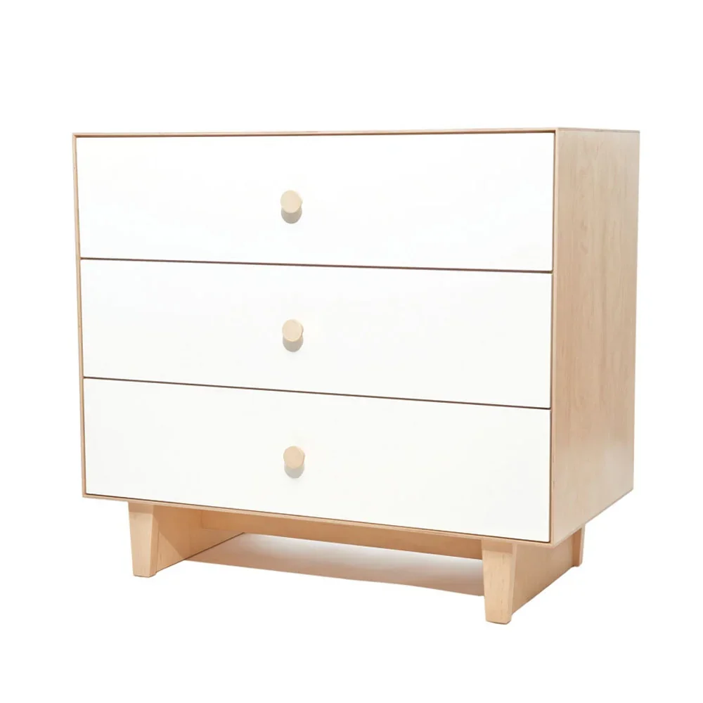 Oeuf Kommode Merlin 3 Schubkästen weiß/Birke Füße Rhea, Farbe Füsse: Birke