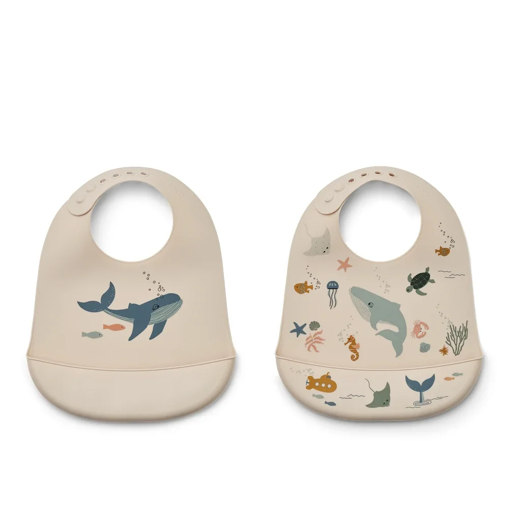 Liewood Silikon Lätzchen 2er pack - Tilda, Farbe: Sea creature/sandy mix
