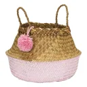 Kidsdepot Aufbewahrungskorb rund Seegras klein rosa