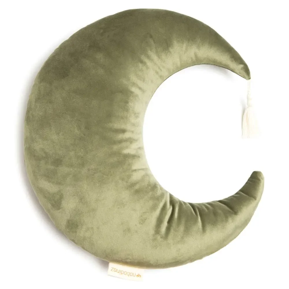 Nobodinoz Kissen Mond "Pierrot" Samt olivgrün