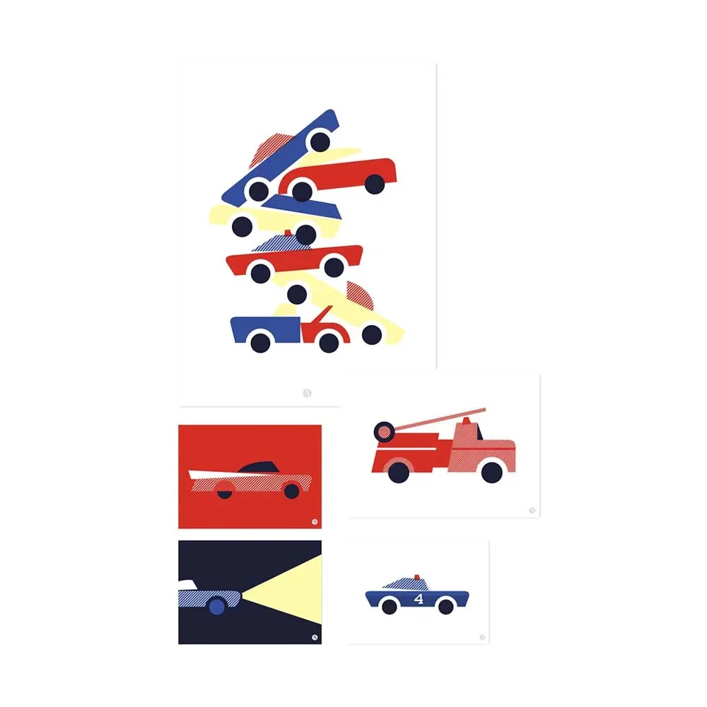 Lilipinso Poster-Set Fahrzeuge rot blau gelb