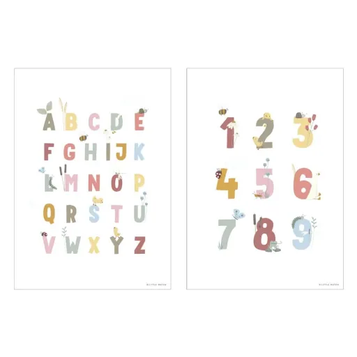 Little Dutch Poster ABC & Zahlen rosa "Little Goose"  zweiseitig