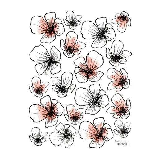 Lilipinso Wandsticker Blüten schwarz koralle weiß