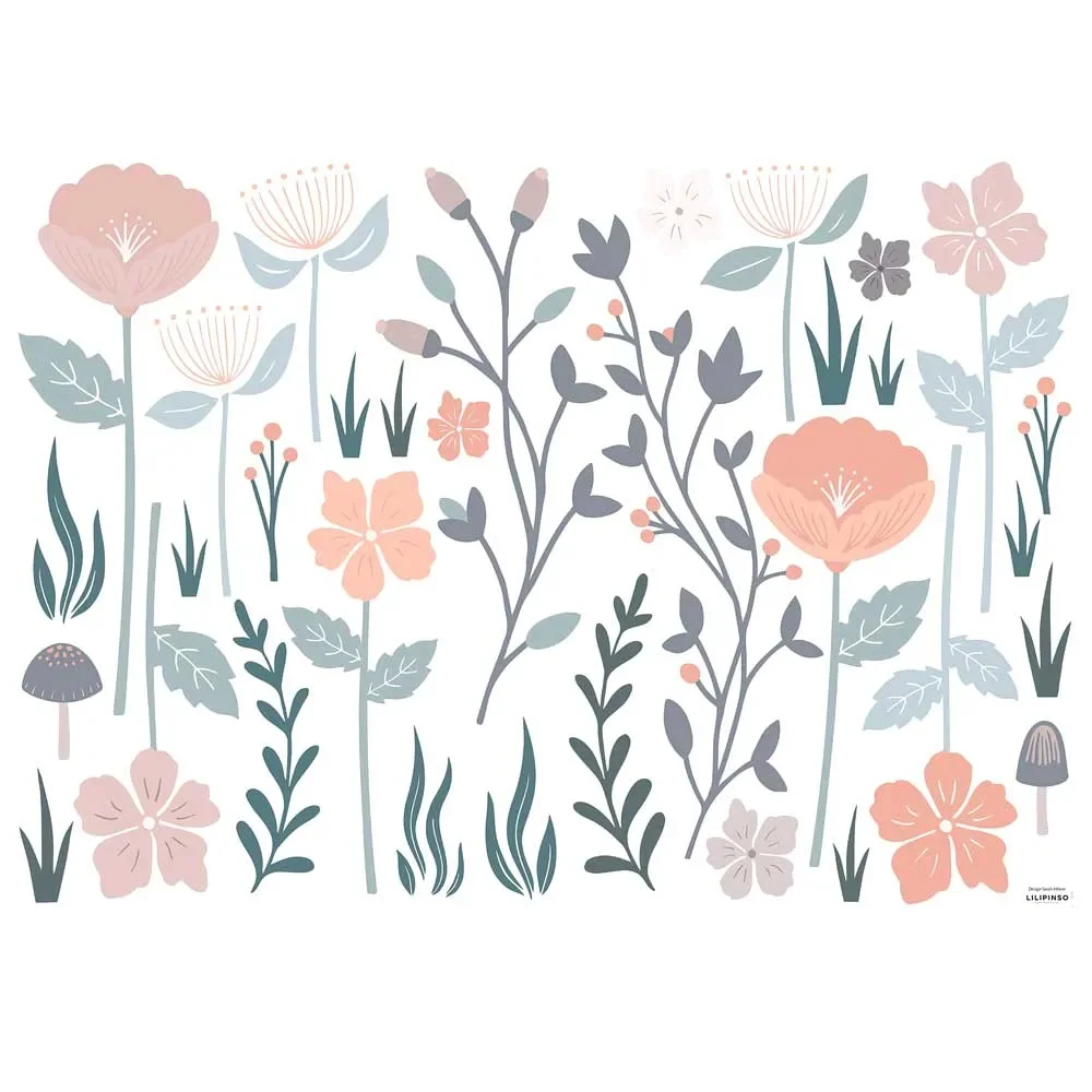 Lilipinso Wandsticker L Stielblüten rosa taupe grau